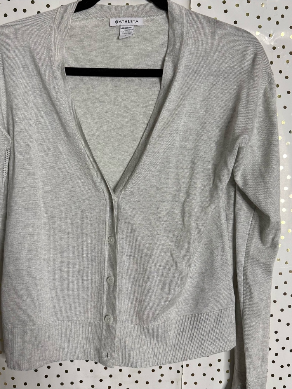 Athleta Heather Gray V-Neck Button Cardigan - Picture 2 of 6